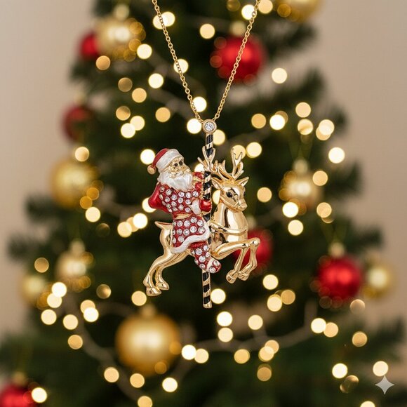 Christmas Carousel Santa Brooch - Picture 4 of 4